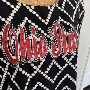 Ohio State Black and White Graphic Blouse with Relaxed Fit